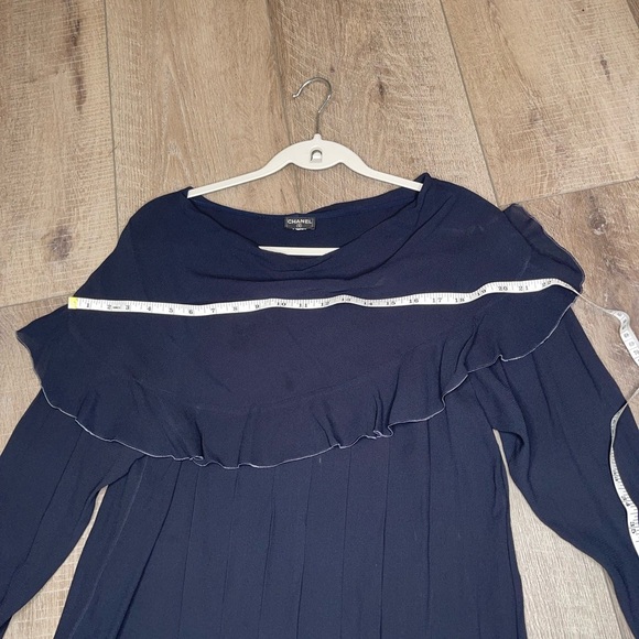 CHANEL Navy Blue Ruffle Blouse - Picture 8 of 12